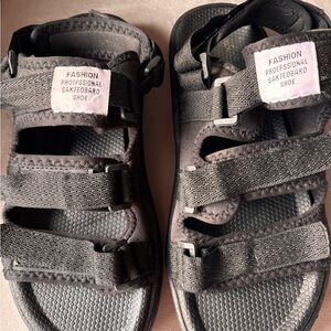 Black Women's Strap Sandals - Comfortable Sport Style